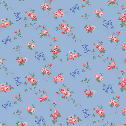 Cath Kidston Rose & Bows Blue Floral Wallpaper