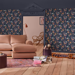Cath Kidston Painted Kingdom Navy Floral Wallpaper