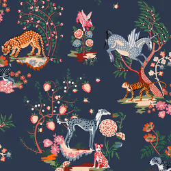 Cath Kidston Painted Kingdom Navy Floral Wallpaper