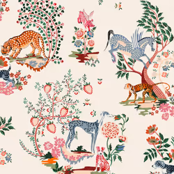 Cath Kidston Painted Kingdom Natural Floral Wallpaper