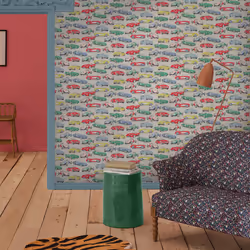 Cath Kidston Vintage Cars Multicoloured Kids Wallpaper
