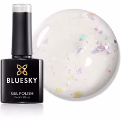 Bluesky Gel Nail Polish, Zillionaire 80527, Chunky Glitter, Clear, Transparent, White Long Lasting, Chip Resistant, 10 ml (Re ...