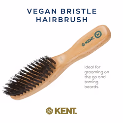 Kent V10 Vegan Boar Bristle Hair Brush and Beard Brush for Men  Eco Friendly Bristle Brush for Smoothing Hair  Taming Beards and Mustaches (Small)