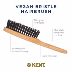 Kent V10 Vegan Boar Bristle Hair Brush and Beard Brush for Men  Eco Friendly Bristle Brush for Smoothing Hair  Taming Beards and Mustaches (Small)