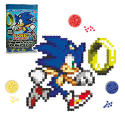 Jixelz Remix Sonic The Hedgehog Craft Kit - Sonic and Ring - No Heat or Glue Required - STEM Building Toys - Pixel Art for Bedroom or College Dorm Roo