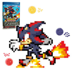 Jixelz Remix Sonic The Hedgehog Craft Kit - Running Shadow - No Heat or Glue Required - STEM Building Toys - Pixel Art for Bedroom or College Dorm Roo