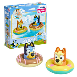TOMY Toomies Splash & Float Bingo and Bluey Water Toys - 2-in-1 Toddler Water Toys with Pour Cup and Water Wheel Toy - Toddler Bath Toys and Bluey Toy