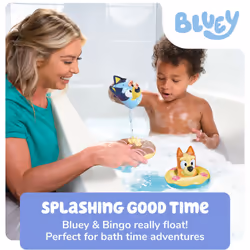 TOMY Toomies Splash & Float Bingo and Bluey Water Toys - 2-in-1 Toddler Water Toys with Pour Cup and Water Wheel Toy - Toddler Bath Toys and Bluey Toy