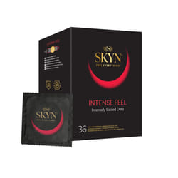 Intense Feel (Pack of 36): Intensely Textured Latex Free Condoms for Men, Regular Size Condoms, SKYNFEEL Technology, Textured Surface, Lubricated,
