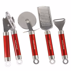 Morphy Richards 46811 Kitchen Utensils Set, Accents Range, Kitchen Gadget Set, Stainless Steel, Red, 4-Piece