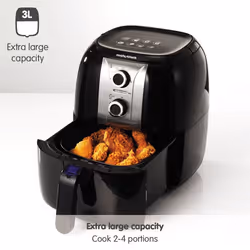 Morphy Richards 480003 fryer Single 3 L Stand-alone 1400 W Hot air fryer Black, Stainless steel