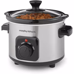 Morphy Richards Ceramic Slow Cooker, 1.5 L Brushed Stainless Steel - 460300