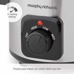 Morphy Richards Ceramic Slow Cooker, 1.5 L Brushed Stainless Steel - 460300