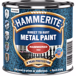Hammerite Direct To Rust Metal Paint Hammered Finish , (2-in-1) Paint & primer, Fence, Furniture, Hammer finish, 0.25 L, Red, ...