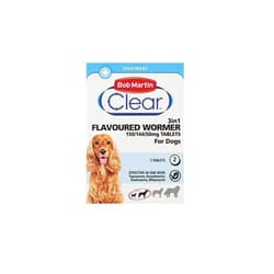 Bob Martin Clear 3-in-1 Wormer Tablets For Dogs - 4 Tablets - 2 Tablets