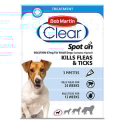 ) Bob Martin Clear Spot On Dog Flea & Tick Solution - Small Dog, Single Pack (3 Tubes