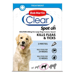 ) Bob Martin Clear Spot On Dog Flea & Tick Solution - Large Dog, Single Pack (3 Tubes