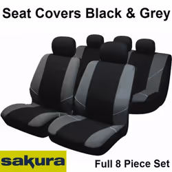 Universal Neo Car Seat Covers Black & Grey Washable Airbag Safe Full 8 Piece Set