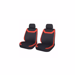 SS5399 Car and Van Front Seat Covers - 'Finsbury - 1 Pair in Black with Red Inserts - Universal Easy Fit