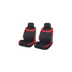 SS5399 Car and Van Front Seat Covers - 'Finsbury - 1 Pair in Black with Red Inserts - Universal Easy Fit
