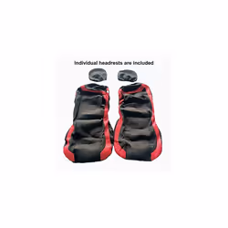 SS5399 Car and Van Front Seat Covers - 'Finsbury - 1 Pair in Black with Red Inserts - Universal Easy Fit