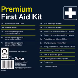 DIN First Aid Kit SS5418 - Zipped Bag, Comprehensive Kit Ideal for EU Travel - Meets EU Automotive Standards