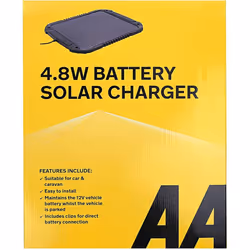 AA 12V Car Solar Battery Charger 4.8W AA1432 - For Vehicles And Caravans - Battery Connectors Included