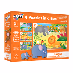 Galt Toys 4 PUZZLES IN A BOX - JUNGLE, 12 pc(s), Animals, 3 yr(s)