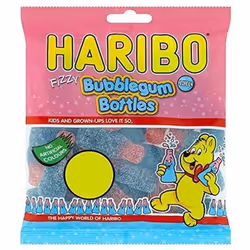 HARIBO Bubblegum Bottles Zing 1.92kg, bulk sweets, 12 packs of 160g