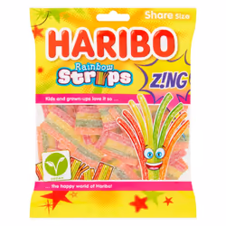 Open Food Rainbow Strips Z!ng - Haribo - 130g, 130 g, B, e100, e141, e141ii, e296, e330, e333, e333iii, e350, e350ii, e420, e ...