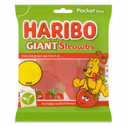 HARIBO Giant Strawbs Bag 60g (Pack of 20)