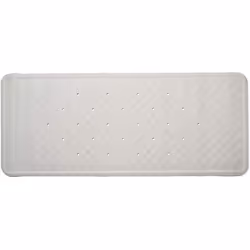 Croydex Hygiene 'N' Clean Anti-Bacterial Slip-Resistant Large Natural Rubber Suction Long Bath Mat, 37 x 90 cm, White