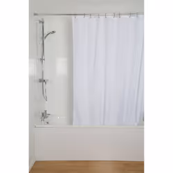 Croydex Professional Plain White Water-Resistant Textile Shower Curtain With Hygiene 'N' Clean 1800 x 1800mm