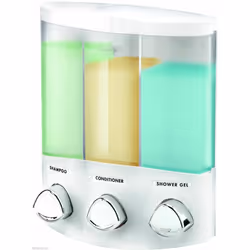 Croydex Triple Shower Dispenser | Soap & Shampoo Holder - White