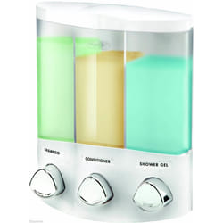 Croydex Triple Shower Dispenser | Soap & Shampoo Holder - White