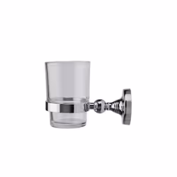 Croydex Worcester Bathroom Toothbrush Holder Traditional Glass Tumbler Chrome
