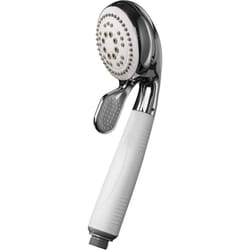 Croydex Assistive Four Function Shower Handset with Optional Eco feature and Rubber Handle For Increased Grip, Chrome and Silver