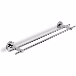 Croydex Double Towel Rail Flexi-Fix Britannia Brass and Stainless Steel Silver