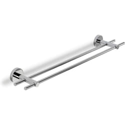 Croydex Double Towel Rail Flexi-Fix Britannia Brass and Stainless Steel Silver