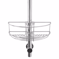 Croydex Chrome Easy to Fit Riser Rail Basket Shower Storage, 5 Year Rust Free Guarantee