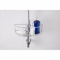 Croydex Chrome Easy to Fit Riser Rail Basket Shower Storage, 5 Year Rust Free Guarantee