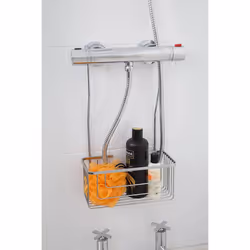 Croydex QM262941 Chrome Shower Mixer Caddy Bathroom Storage Basket, 5 Year Rust Free Guarantee , 12.5 x 25 x 44 cm