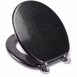 Croydex WL601821H Flexi-Fix Quartz Always Fits Never Slips Anti Bacterial Toilet Seat, Wood, Black, 44.5 x 38 x 6 cm