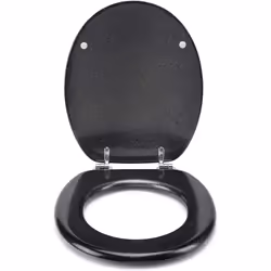 Croydex WL601821H Flexi-Fix Quartz Always Fits Never Slips Anti Bacterial Toilet Seat, Wood, Black, 44.5 x 38 x 6 cm