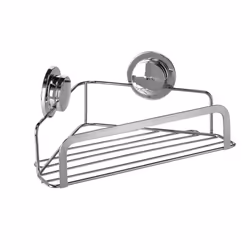 Croydex Cosmetic Corner Basket Stick n Lock Easy Fit Chrome Square Bathroom