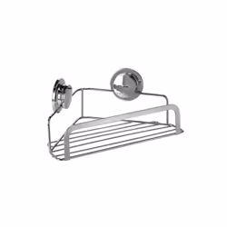 Croydex Cosmetic Corner Basket Stick n Lock Easy Fit Chrome Square Bathroom