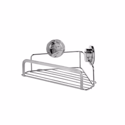 Croydex Cosmetic Corner Basket Stick n Lock Easy Fit Chrome Square Bathroom