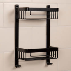 Croydex Bathroom Aluminium Matt Black Double Tier Shower Caddy Easy Clean Wire