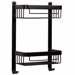 Croydex Bathroom Aluminium Matt Black Double Tier Shower Caddy Easy Clean Wire