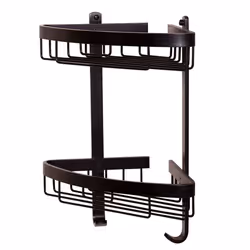 Croydex Bathroom Aluminium Matt Black Corner 2 Tier Shower Caddy Easy Clean Wire